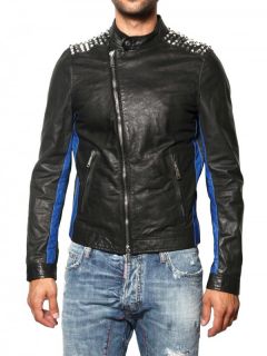 Dsquared2 Men Studded Biker Leather Jacket Euro 54 US 44 M L Calf Skin 
