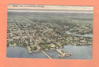 Bradenton Florida Aerial View 1940s Linen Era Card