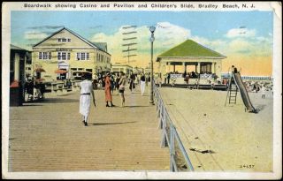   Casino Childrens Slide Bradley Beach NJ Old Postcard 1928