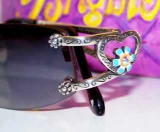 brighton orchard floral silver rimless frame sunglasses $ 70