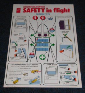 Bristow Helicopters Sikorsky S76 Safety Card 1990s