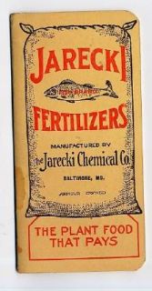 Jarecki Fish Brand Fertilizer Notebook 1923 Chemical Company Baltimore 