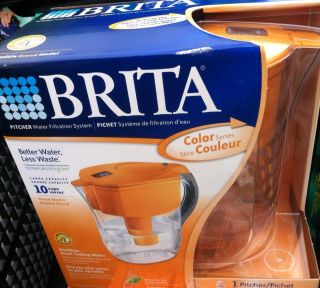 Brita Pitcher Water Filter Filtration System Grand Model 10 Cup Orange 