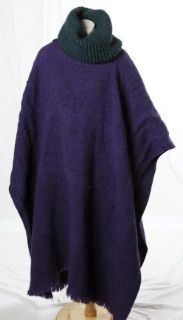 Branigan Ireland Handcrafted Dark Purple Heavy Knit Wool Cozy Poncho 