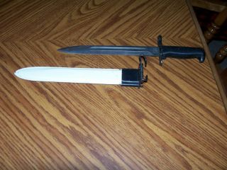 Vtg WW2 Model M1 afh Bayonet for M1 USN with RARE Dress White Scabbord 