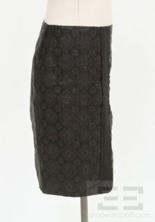 Prada Black Silk Brocade and Lace Pencil Skirt Size 40