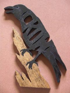 Black Crow Bird Wood Amish Made Scroll Saw Toy Puzzle