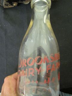 Brookside Dairy Farm Henderson N C Milk Bottle One Quart