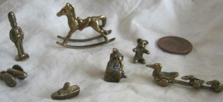 lot mini antique brass toys rocking horse signed soldier jack in the 