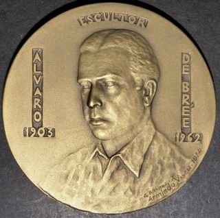 Medal Sculptor Alvaro Brée King Edouard Bronze Medal by A R and A V 