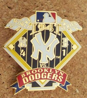 1941 New York Yankees Brooklyn Dodgers World Series pin defect