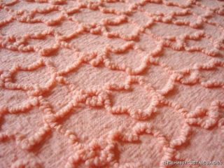 SCG ~ 31X20 Peach Squiggle Vintage Chenille Bedspread Fabric 4 