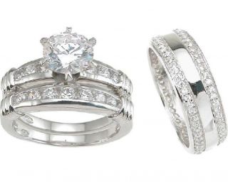 His and Her Hers Matching Wedding Set Ring Bands 3 Pcs