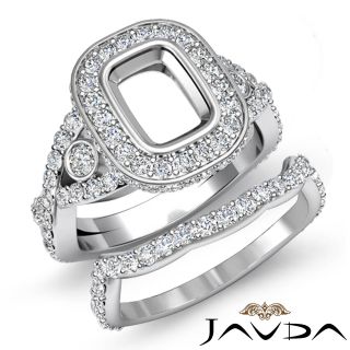 Cushion Diamond Engagement Pave Ring Bridal Sets Platinum 950 Setting 