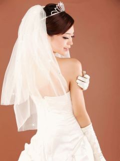 wedding bridal veil 2 t elbow cut edge rhinestones white best quality 