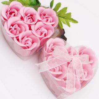 6pcs Peach Pink Wedding Favor Gift Rose Bud Petal Soap