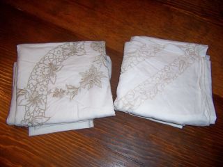   cutwork and embroidery tablecloths ecru and tan napkins sets 2 bridge