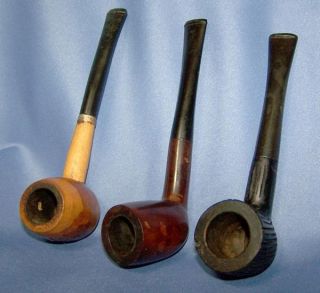 Walnut Pipe Rack with Amber Glass Humidor 7 Estate Pipes Italian Briar 