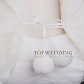 New Ivory Faux Fur Bridal Shawl Wrap Wedding Evening Stole Bolero 