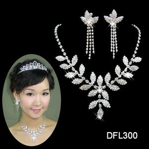 Wedding Bridal Bridesmaid Party crystal necklace earring jewelry set 