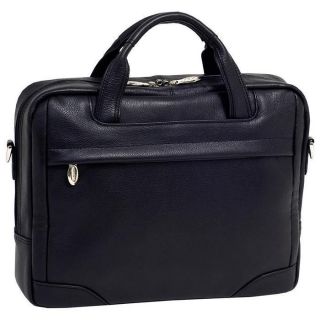 Bridgeport Leather Large Laptop Briefcase Black, from Brookstone