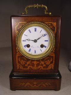 Antique Inlaid French Mantel Clock Striking on A Bell Leroy Paris 