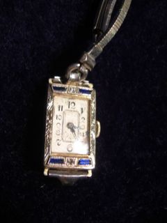 Antique Vintage Watch s Bruner Saphire 18K White Gold