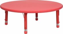 Kids Activity Table Adjustable Red Plastic 45 inch Rnd