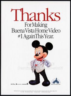 WALT DISNEY   Buena Vista Home Video — Original 1991 Trade AD 