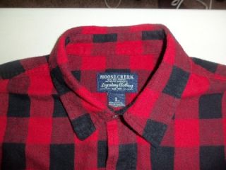 Mens Moose Creek Red Black Buffalo Plaid L s Flannel Shirt Sz Large 