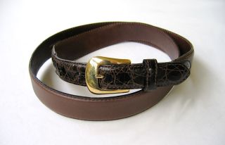   Crocodile Trimmed Leather Belt Made in Italy for Bulloch Jones