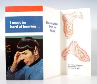 ORIGINAL RARE 1976 STAR TREK SPOCK GREETING CARD WITH VULCAN EARS, SET 