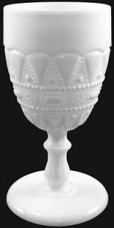 Vintage Kemple Milk Glass Lace And Dewdrop Pattern Goblet As Is