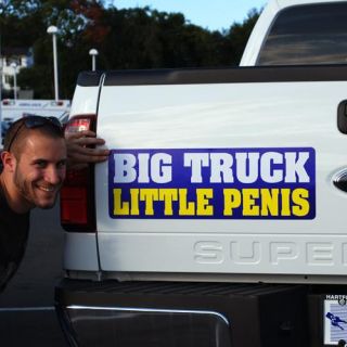 big truck little penis magnetic prank jumbo bumper truck magnet 
