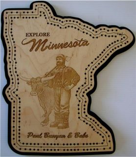 Minnesota Sate Shaped Paul Bunyan Cribbage Board