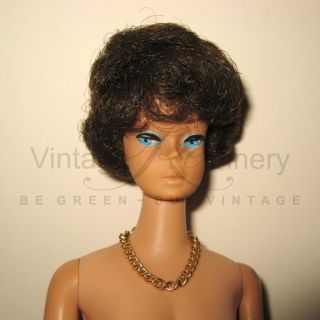Original Vintage Brunette Bubble Cut Barbie 1964 67 Coral Lipstick 