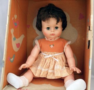 Sweetums Brunette with Box ~ Full Size Babydoll by Uneeda with Baby D 