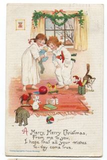 091312A Frances Brundage Christmas Postcard Children with Toys and 