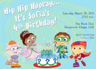 SUPER WHY Birthday Party Invitation   8 Designs including WOOFSTER the 