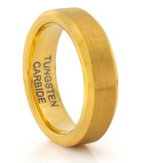 6mm Tungsten Brushed Gold Ladies Ring Wedding Band