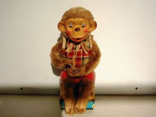 Vintage Battery Operated Bubble Blowing Monkey 1950s Toy Works