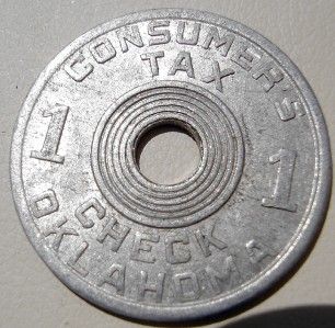 Old Oklahoma State Sales Tax Check Token Coin OK 1 Mill