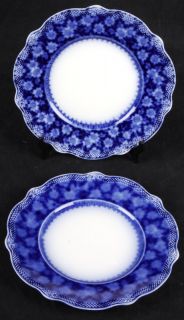 L496 Antique 2 Luncheon Plates RARE Flow Blue WH Grindley Grace 