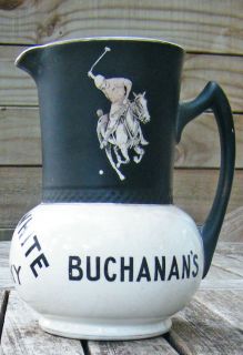 RARE Antique Buchanans Black White Scotch Whisky Advertising Polo Jug 