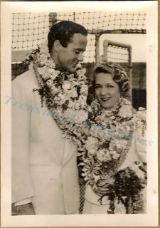 1937 Buddy Rogers Wife Mary Pickford Lei Hawaii Photo