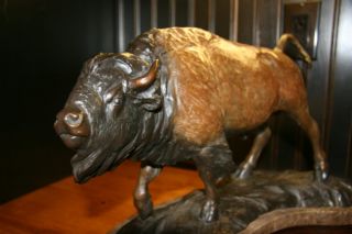 Veryl Goodnight Bronze Buffalo Sculpture Prairie Contender Bison Sold 