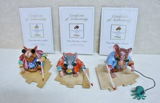 James C Christensen 3 Blind Mice Porcelain Figurine Set