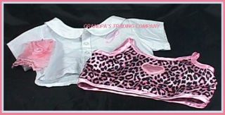 Build A Bear Pink Leopard Camisole and White Blouse BAB