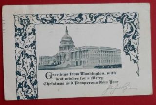   postcard Greetings from Washington John J. Rogers UDB G+ #c03