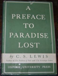 Preface to Paradise Lost C s Lewis 1st 1st UK HBDJ 1942 Very Nice 